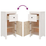 Sideboard White 40x35x80 cm Solid Wood Pine - Low Angle