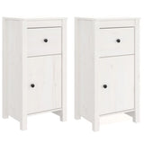 Sideboards 2 pcs White 40x35x80 cm Solid Wood Pine - Front View