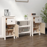 Sideboards 2 pcs White 40x35x80 cm Solid Wood Pine - Side View