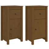 Sideboards 2 pcs Honey Brown 40x35x80 cm Solid Wood Pine - Front View