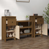 Sideboards 2 pcs Honey Brown 40x35x80 cm Solid Wood Pine - Side View