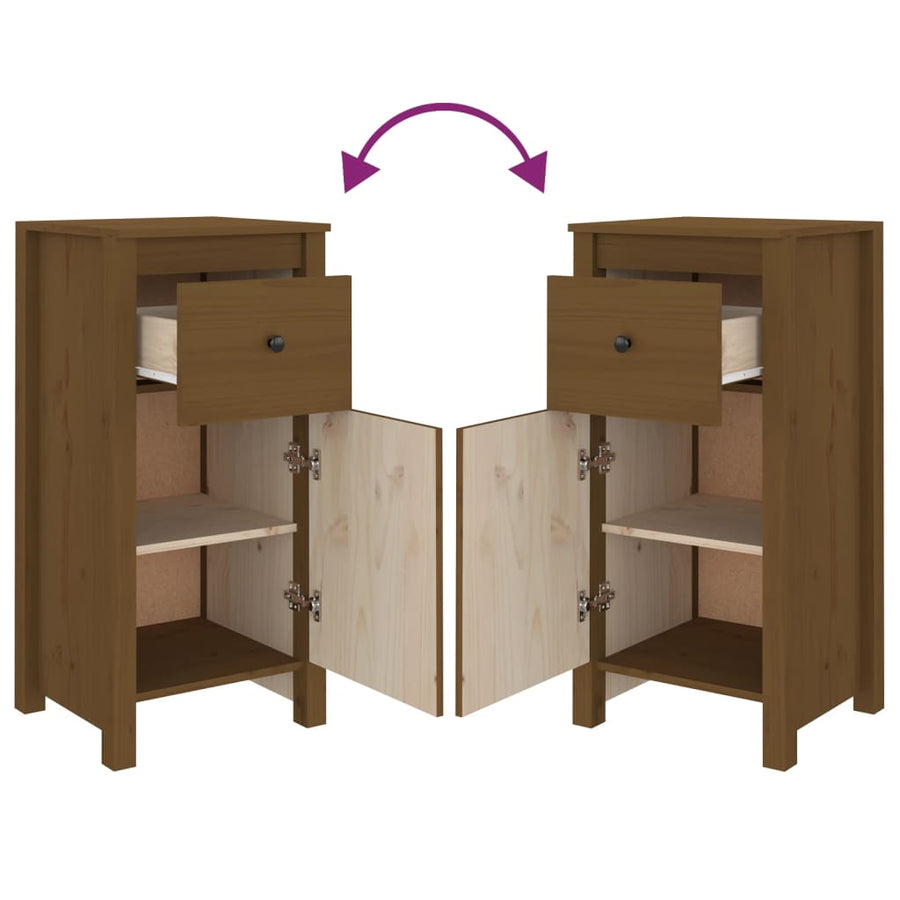 Sideboards 2 pcs Honey Brown 40x35x80 cm Solid Wood Pine