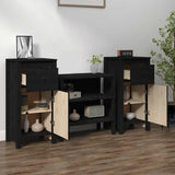 Sideboards 2 pcs Black 40x35x80 cm Solid Wood Pine - Side View