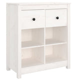 Sideboard White 70x35x80 cm Solid Wood Pine - Front View