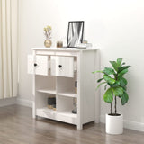 Sideboard White 70x35x80 cm Solid Wood Pine - Rear View