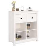 Sideboard White 70x35x80 cm Solid Wood Pine - Close-Up Angle