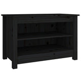 Shoe Bench Black 70x38x45.5 cm Solid Wood Pine - Front View