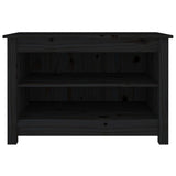 Shoe Bench Black 70x38x45.5 cm Solid Wood Pine - Side View