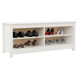 Shoe Bench White 110x38x45.5 cm Solid Wood Pine - Rear View