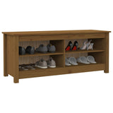 Shoe Bench Honey Brown 110x38x45.5 cm Solid Wood Pine - Rear View