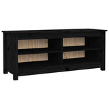 Shoe Bench Black 110x38x45.5 cm Solid Wood Pine - Front View