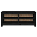 Shoe Bench Black 110x38x45.5 cm Solid Wood Pine