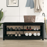 Shoe Bench Black 110x38x45.5 cm Solid Wood Pine - 45-Degree Angle