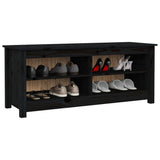 Shoe Bench Black 110x38x45.5 cm Solid Wood Pine - Rear View