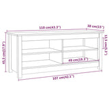 Shoe Bench Black 110x38x45.5 cm Solid Wood Pine - Low Angle