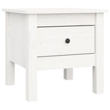 Side Table White 40x40x39 cm Solid Wood Pine - Front View