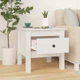 Side Table White 40x40x39 cm Solid Wood Pine - Side View