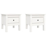 Side Tables 2 pcs White 40x40x39 cm Solid Wood Pine - Front View