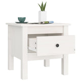 Side Tables 2 pcs White 40x40x39 cm Solid Wood Pine - Close-Up Angle