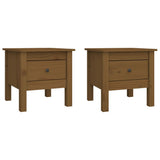 Side Tables 2 pcs Honey Brown 40x40x39 cm Solid Wood Pine - Front View