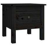 Side Table Black 40x40x39 cm Solid Wood Pine - Front View