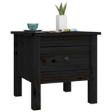 Side Table Black 40x40x39 cm Solid Wood Pine - Top-Down View