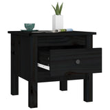 Side Table Black 40x40x39 cm Solid Wood Pine - 45-Degree Angle
