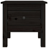 Side Table Black 40x40x39 cm Solid Wood Pine