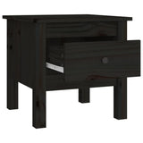 Side Table Black 40x40x39 cm Solid Wood Pine - Close-Up Angle