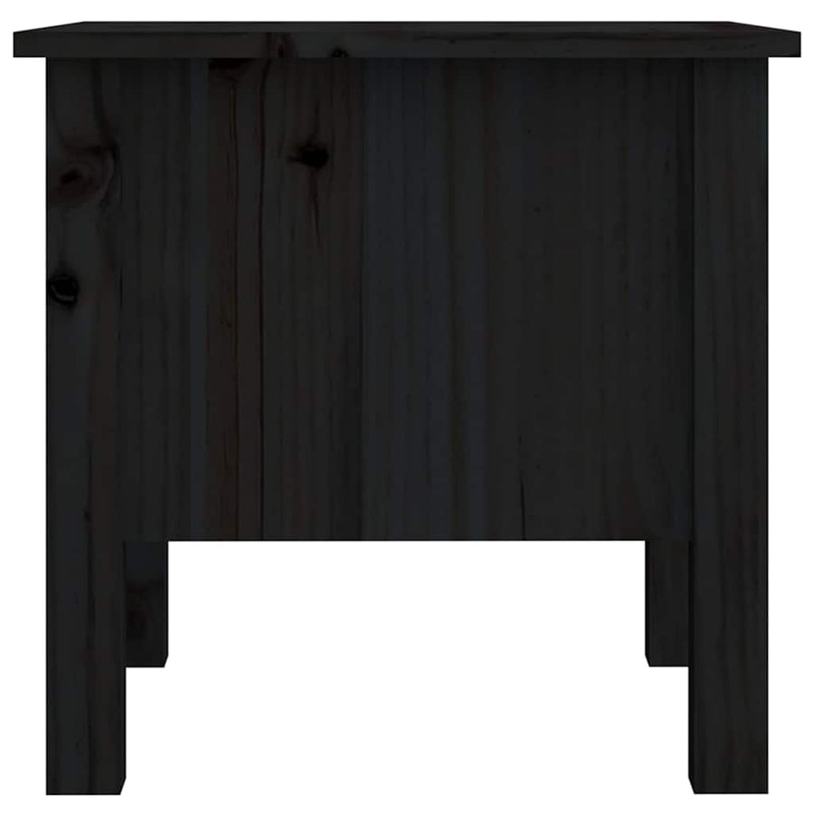 Side Table Black 40x40x39 cm Solid Wood Pine