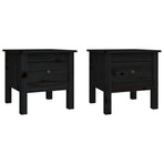Side Tables 2 pcs Black 40x40x39 cm Solid Wood Pine