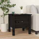 Side Tables 2 pcs Black 40x40x39 cm Solid Wood Pine - Side View