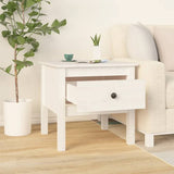 Side Table White 50x50x49 cm Solid Wood Pine - Side View