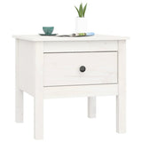 Side Table White 50x50x49 cm Solid Wood Pine - Top-Down View