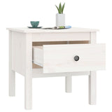 Side Table White 50x50x49 cm Solid Wood Pine - 45-Degree Angle