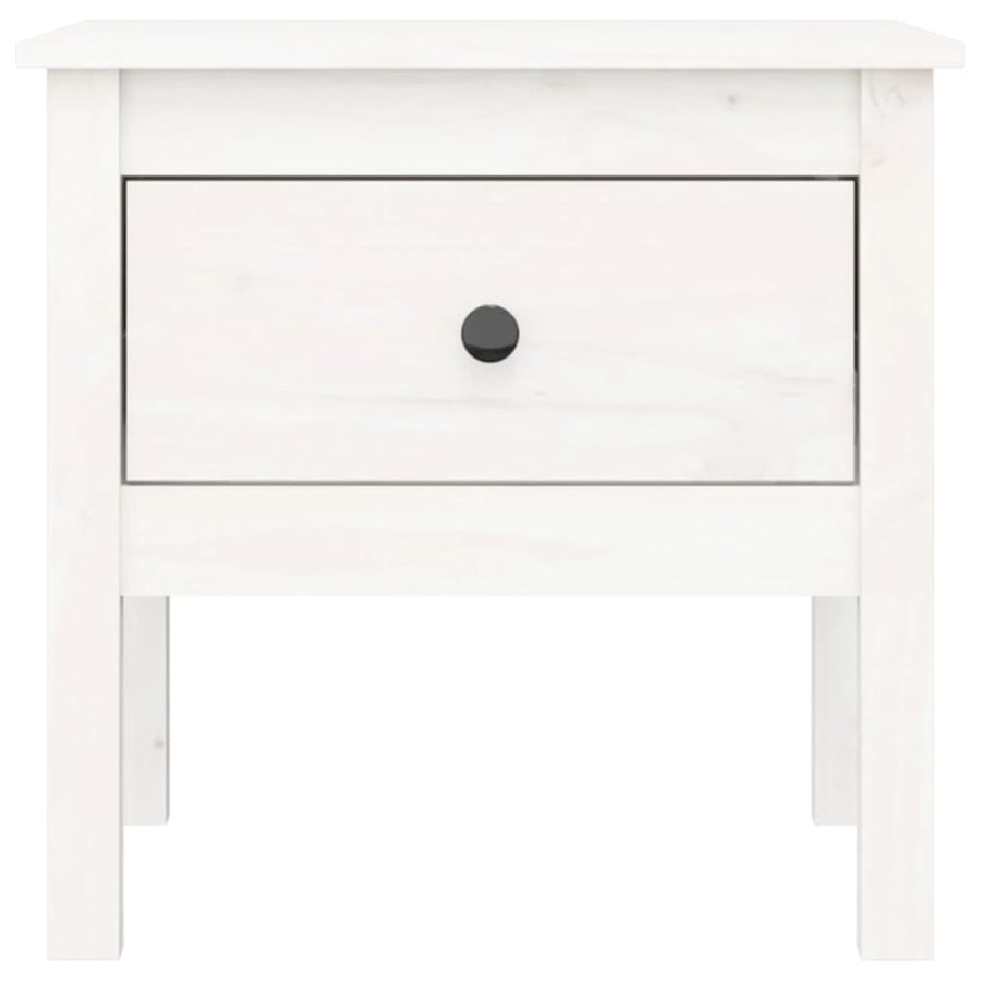 Side Table White 50x50x49 cm Solid Wood Pine