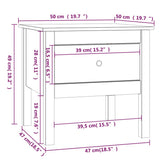 Side Table White 50x50x49 cm Solid Wood Pine