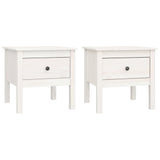 Side Tables 2 pcs White 50x50x49 cm Solid Wood Pine - Front View