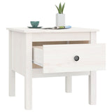 Side Tables 2 pcs White 50x50x49 cm Solid Wood Pine - Close-Up Angle