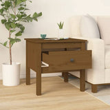 Side Table Honey Brown 50x50x49 cm Solid Wood Pine - Side View