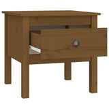 Side Table Honey Brown 50x50x49 cm Solid Wood Pine - Close-Up Angle