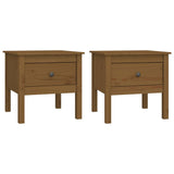 Side Tables 2 pcs Honey Brown 50x50x49 cm Solid Wood Pine - Front View
