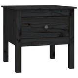 Side Table Black 50x50x49 cm Solid Wood Pine - Front View
