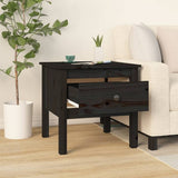 Side Table Black 50x50x49 cm Solid Wood Pine - Side View