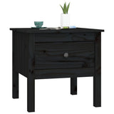Side Table Black 50x50x49 cm Solid Wood Pine - Top-Down View