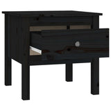 Side Table Black 50x50x49 cm Solid Wood Pine