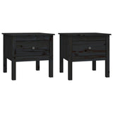 Side Tables 2 pcs Black 50x50x49 cm Solid Wood Pine - Front View