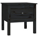 Side Tables 2 pcs Black 50x50x49 cm Solid Wood Pine - Side View