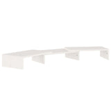 Monitor Stand White 80x24x10.5 cm Solid Wood Pine - Front View