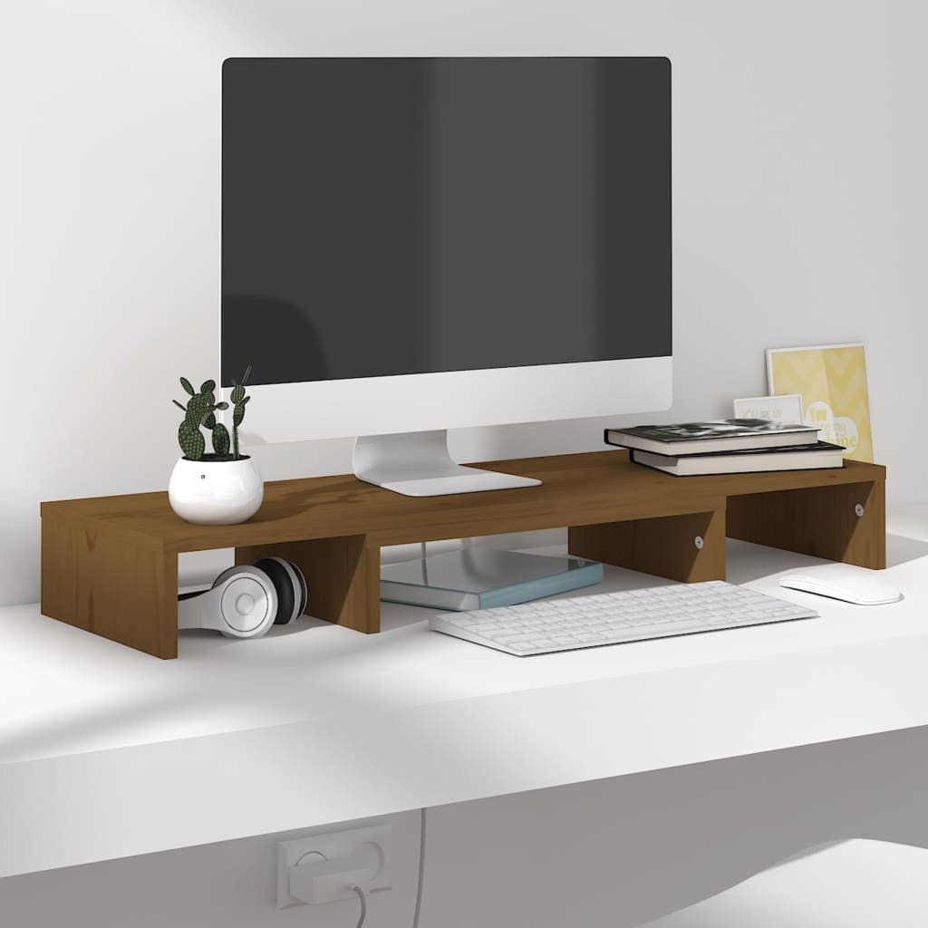 Monitor Stand Honey Brown 80x24x10.5 cm Solid Wood Pine